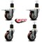 Service Caster 3.5'' Maroon Poly Swivel 1-7/8'' Expanding Stem Caster Set 2 Total Lock Brakes, 4PK SCC-EXTTL20S3514-PPUB-MRN-2-S-2-178 - alternate 2